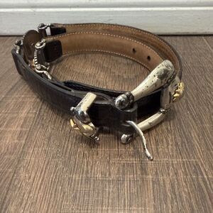 Vintage 90s Brighton Museum Collection Belt Womens S Black Leather Ornate Coins